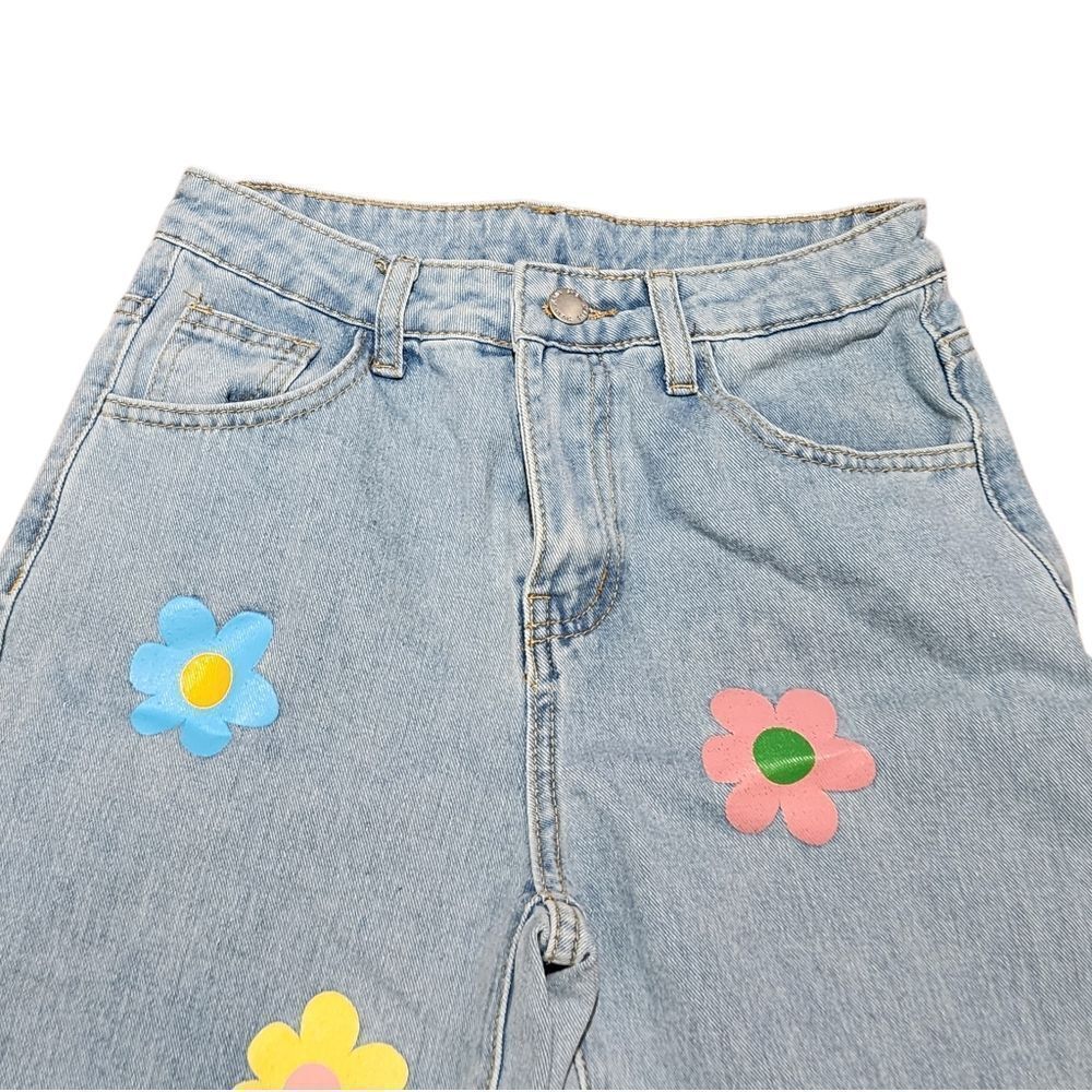 Shein Floral and Butterfly Embroidered Jeans - Size 12/13 Teen - Picture 3 of 8